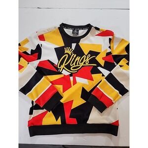 Switch Remarkable Kings Velour Suede Print Crew Neck Sweatshirt Color Block XL